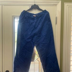 Gorgeous Chicos Cobalt Blue Linen/Silk Blend Tone n Tone Print Pants 3 (1X-2X)